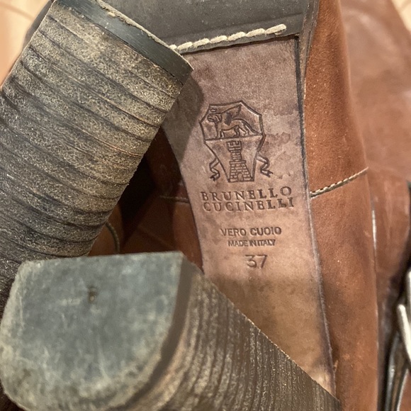 Brunello Cucinelli fabulous distressed leather, fur lining heels ,37 - Picture 9 of 11